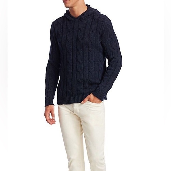 Ralph Lauren Purple Label Cable Knit Cashmere Hoodie - Picture 1 of 2